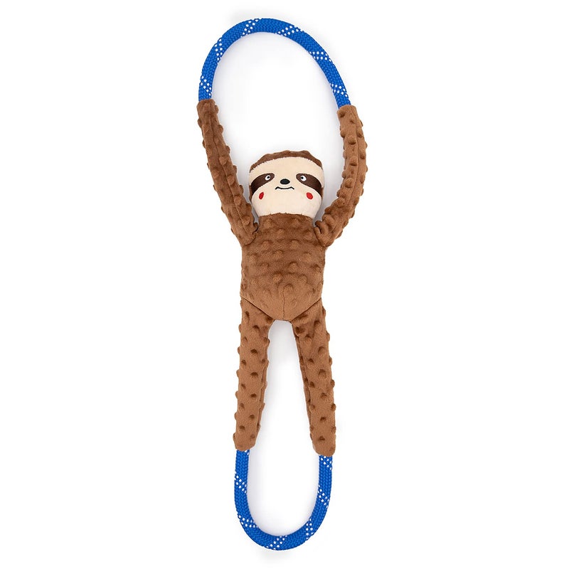 ZippyPaws RopeTugz - Durable Dog Pull Rope Toy, Interactive Tug of War for Large, Medium, & Small Dogs, Squeaky Pet Products to Keep Them Busy, Made with Heavy Duty Climbing Rope - Sloth - Image 1